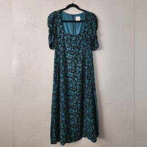 The Nines By Hatch Maternity Lined Scoop Neck Maxi Dress Puff Sleeve XS